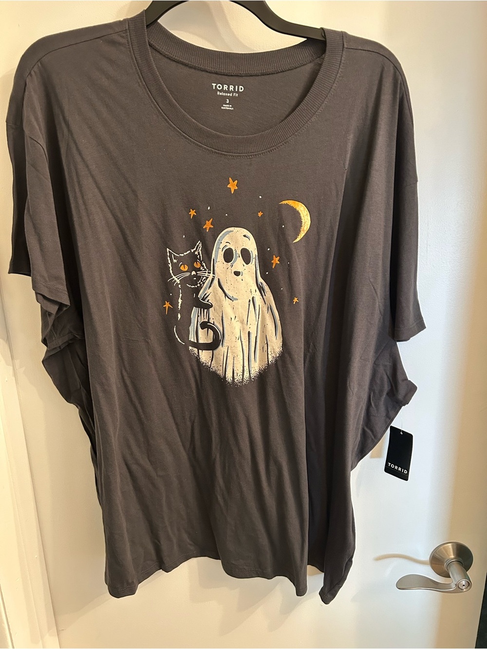 Torrid Gray Halloween Ghost & Cat Graphic Tee